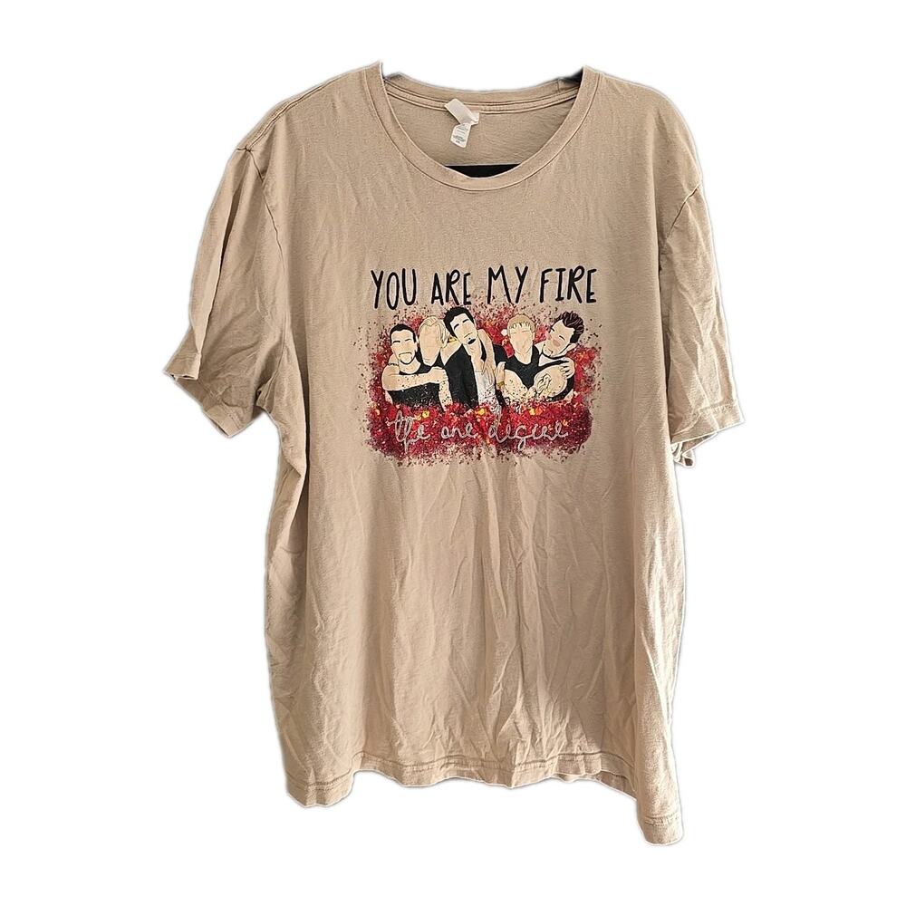 Bella + Canvas Tan You Are My Fire Backstreet Boys Graphic Top Womans Size 2XL